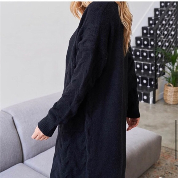 LAST ONE: women’s long sleeve tight knit fabric black comfy warm cardigan - Picture 6 of 7